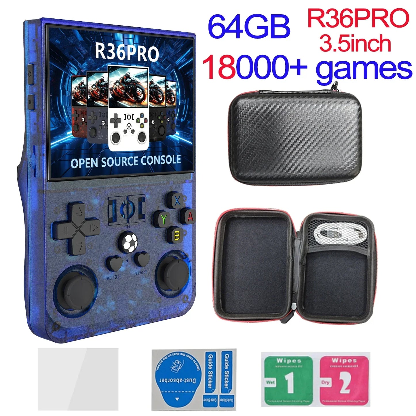 Handheld Retro Game Console 4.0-inch (10.2 cm) IPS 720x720, 64GB/128GB, 22,000 Preloaded Games, Linux, USB-C Charging