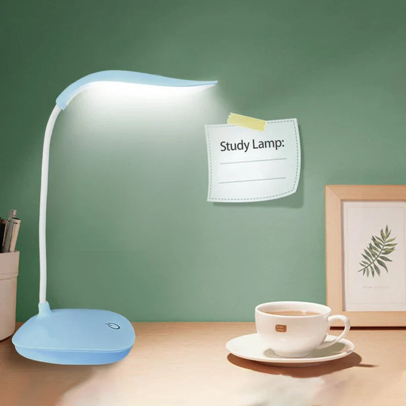 LED Reading Desk Lamp Portable USB Rechargeable Touch Dimmable Eye-Care Table Lamp 360° Adjustable for Office & Study