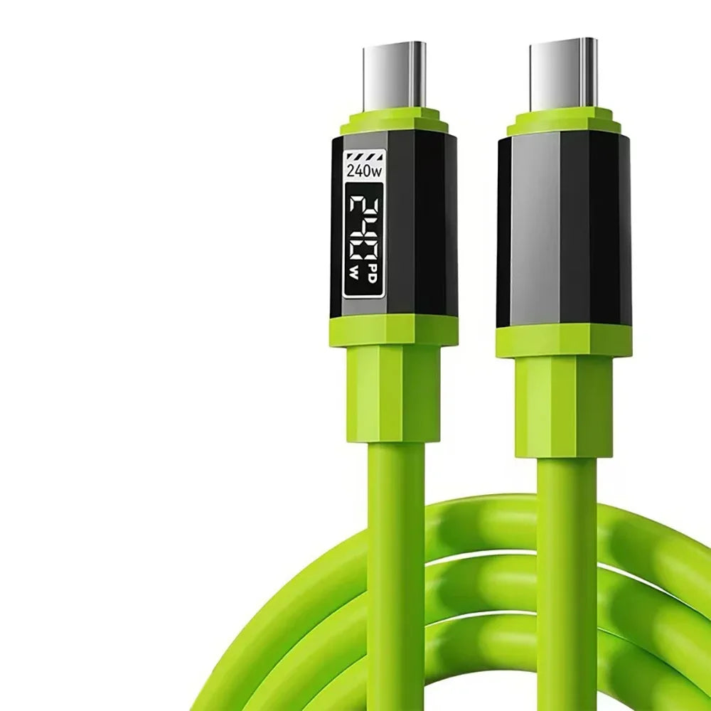 240W USB-C to USB-C Fast Charging Cable with Power Display, High-Power PD Charger Cord