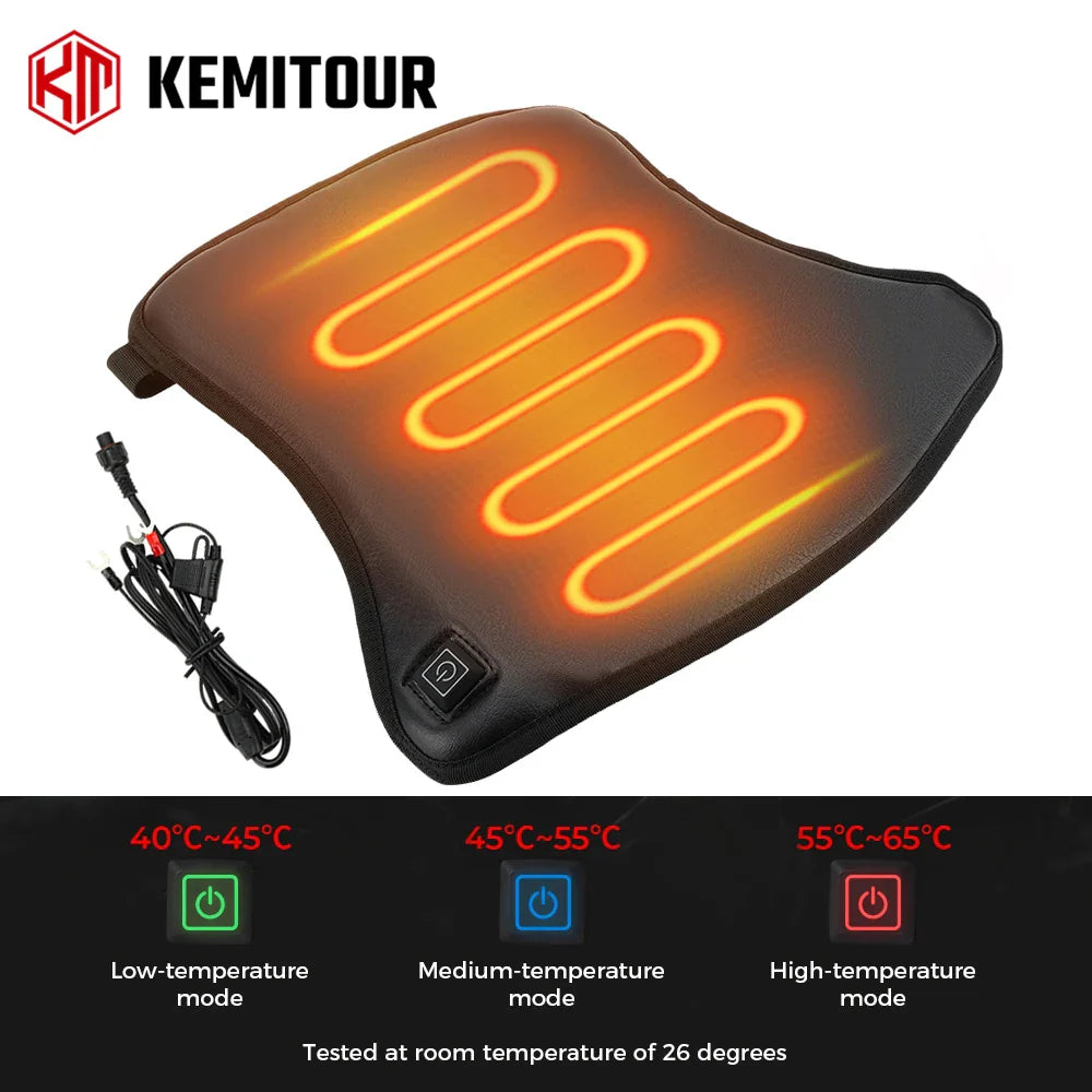 12V Universal Motorcycle Heated Seat Cushion Waterproof Heated Seat Cover for ATV UTV Winter Warmer