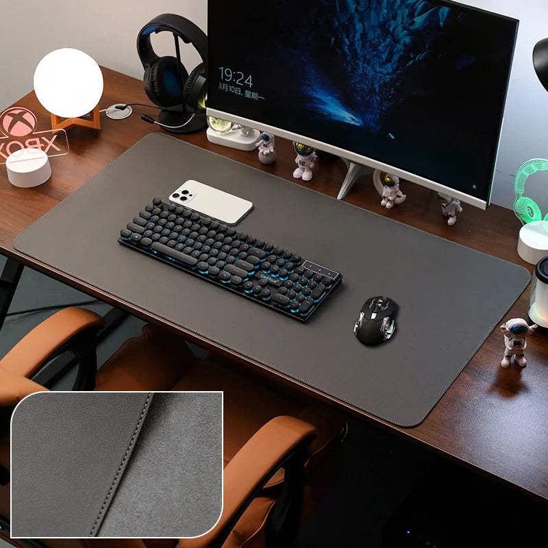 Large PU Leather Desk Pad Non-Slip Stitched Edge Office Mouse Pad and Desk Blotter