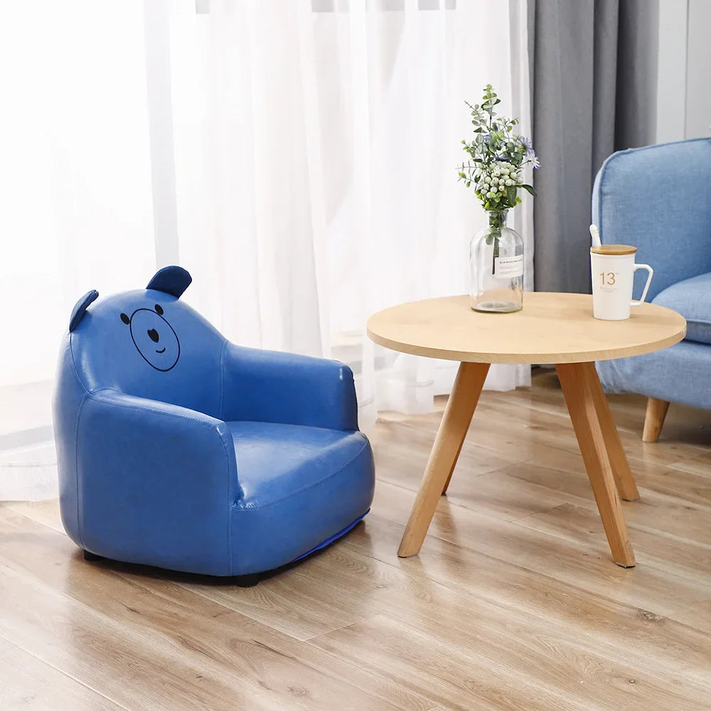 Kids Cartoon Sofa Chair — Children's Toddler Armchair & Learning Stool, Wooden Frame with High-Elastic Foam (22 x 21 x 19.7 in | 56 x 54 x 50 cm)