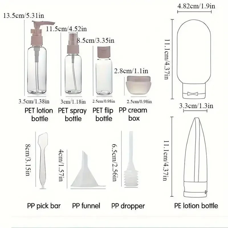 Travel Refillable Bottle Set — Perfume Spray, Lotion & Shampoo Tubes (120 ml / 4.06 fl oz, 60 ml / 2.03 fl oz) Portable Cosmetic Containers
