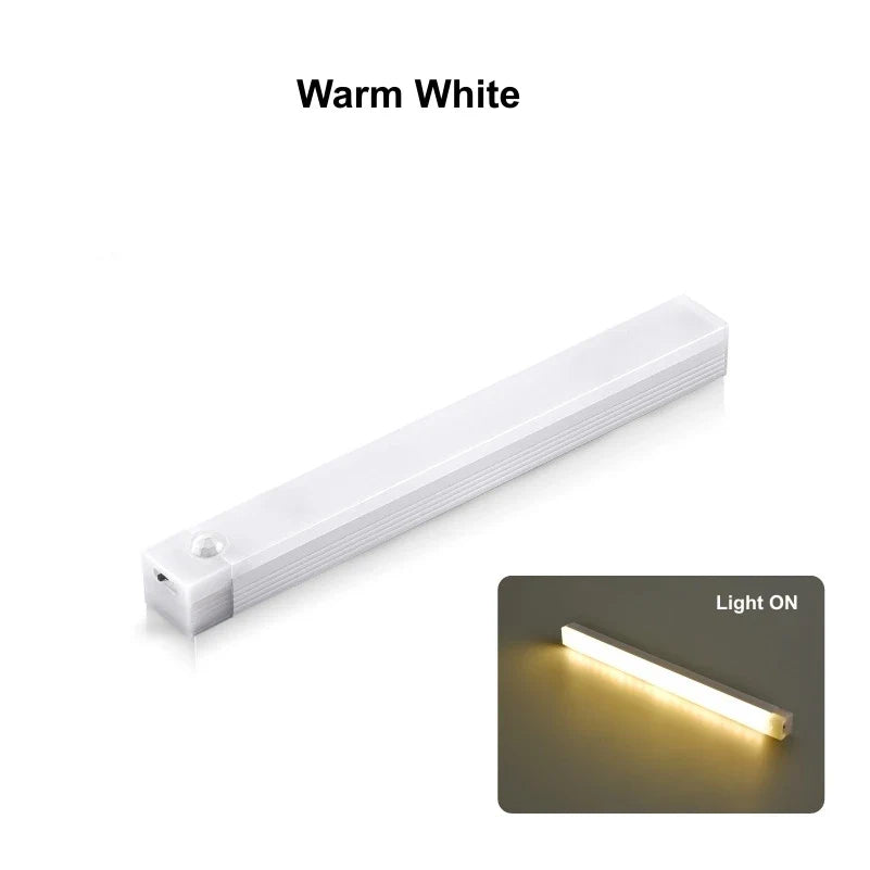 Motion Sensor USB Rechargeable LED Strip Light — 10/20/30/50 cm (3.9/7.9/11.8/19.7 in) for Cabinet Wardrobe Bedside Staircase