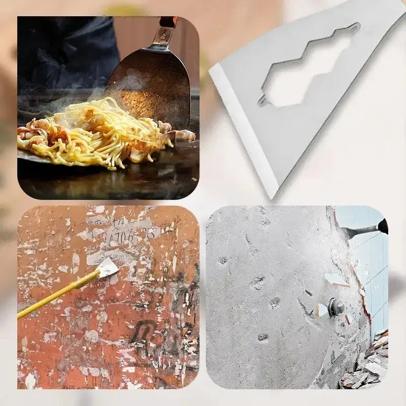 Multifunction Stainless Steel Putty Knife with Wooden Handle, Heavy-Duty Ash Scraper and Paint/Cement Scraper