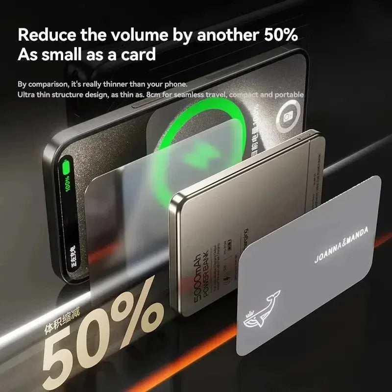 10000mAh Magnetic Wireless Power Bank 20W PD Fast Charge Qi2 MagSafe-Compatible Portable Charger