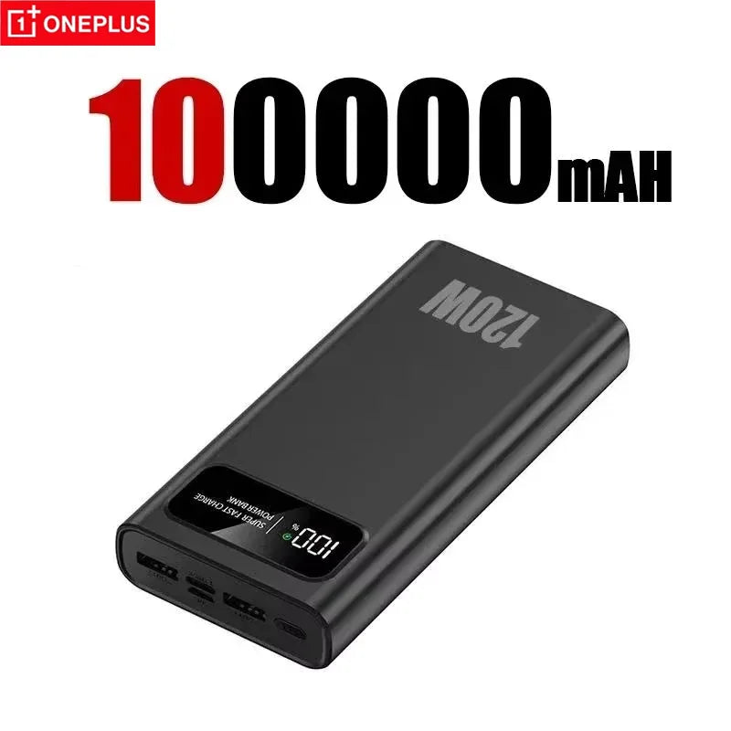120W 200000mAh Digital Display Portable Power Bank - Fast Charger for Smartphones & Laptops (USB-A, USB-C, Micro USB)