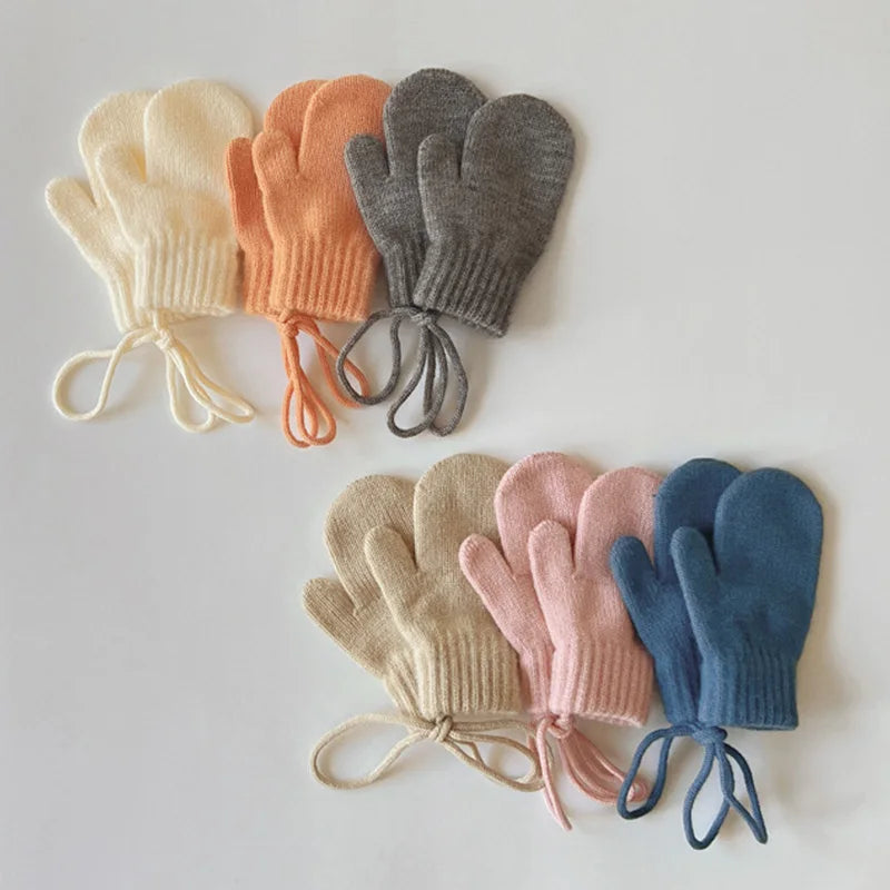 Kids Wool Winter Mittens Candy-Colored Knitted Gloves for 1-4 Years (14.5 x 9 cm / 5.7 x 3.5 in)