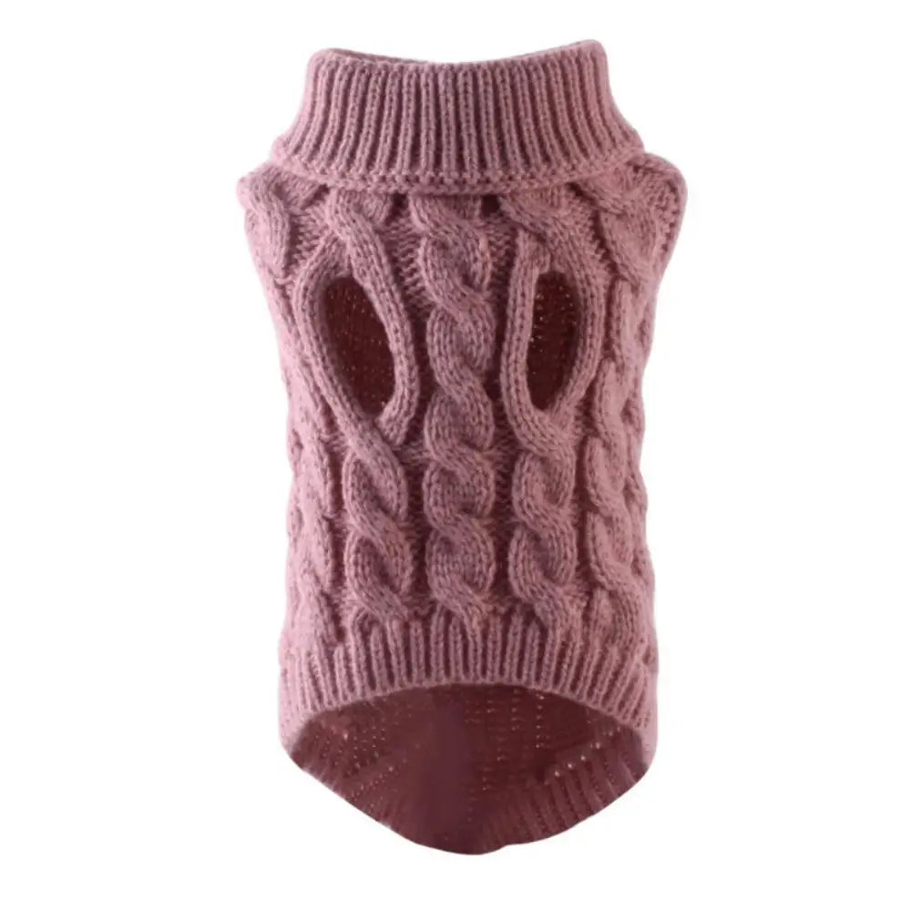 Knitted Cable Dog Sweater - Warm Autumn/Winter Pullover for Small Dogs