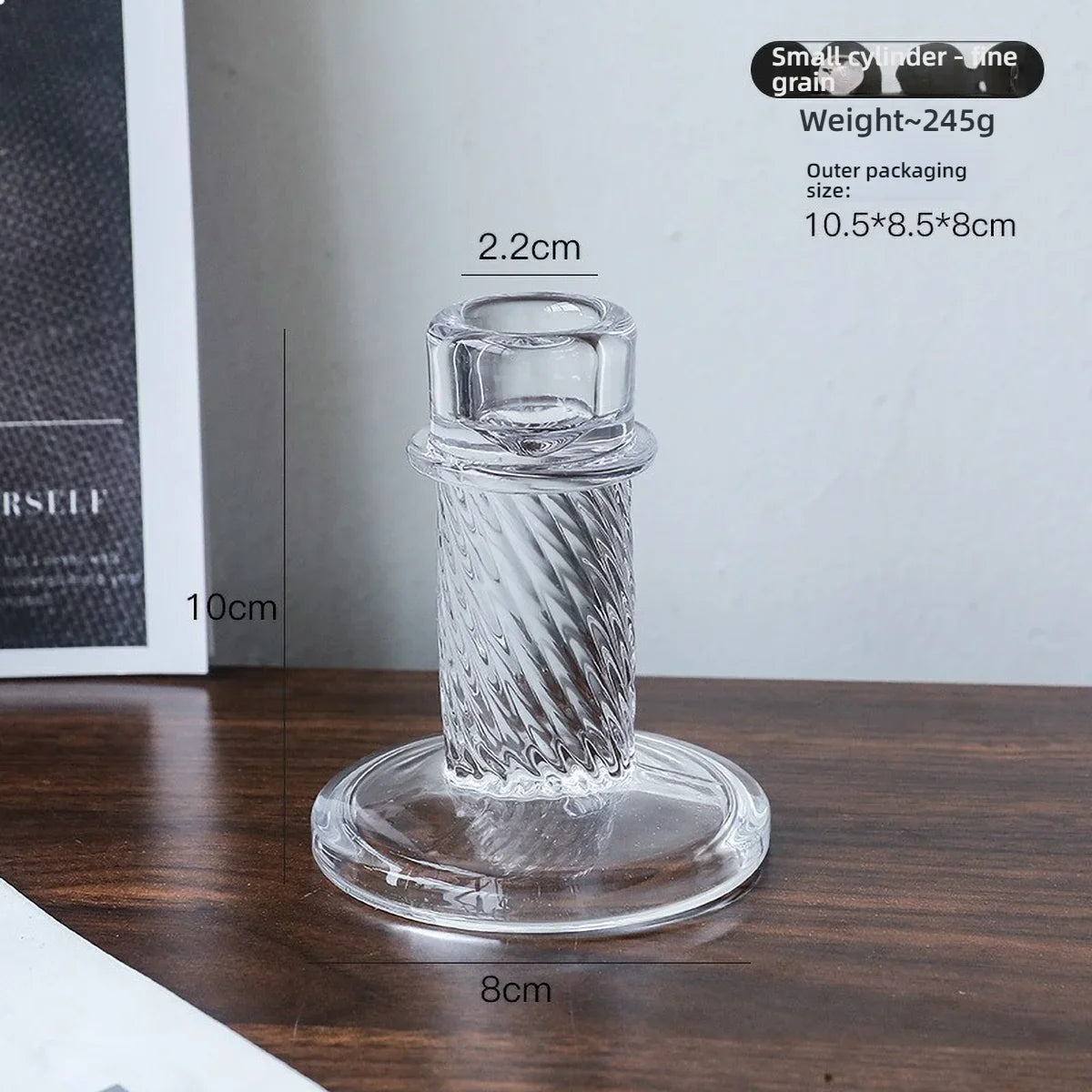 Clear Glass Pillar Candle Holder Table Candlestick for Dining Room Decor