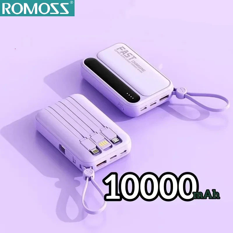 4-in-1 Portable Power Bank with Built-In Cables & LED Digital Display — 10,000/30,000/50,000mAh, 120W Fast Charge