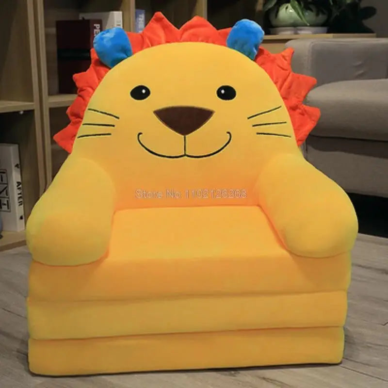Foldable Kids Cartoon Sofa Bed — Plush Toddler & Baby Seat, Princess Nap Cushion