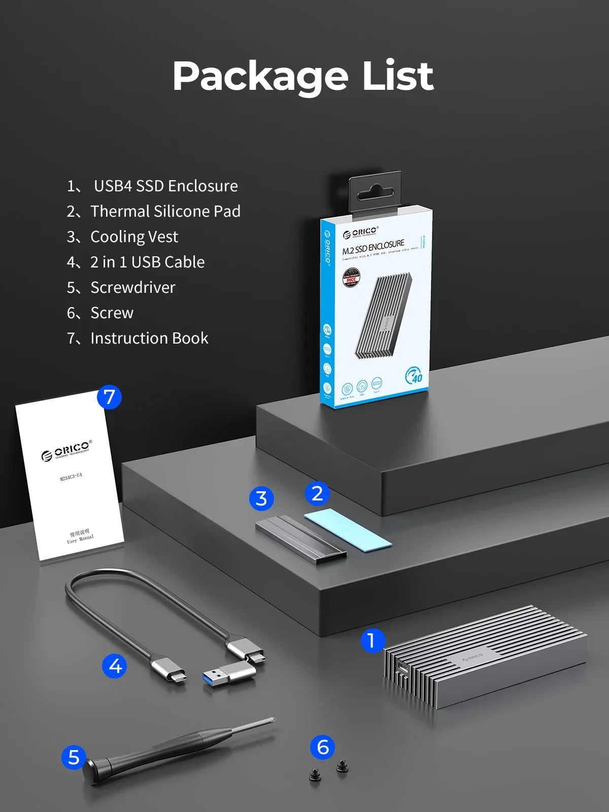 USB4 40Gbps NVMe M.2 SSD Enclosure — USB-C External PCIe 3.0 x4 Case (Thunderbolt 3/4 Compatible)