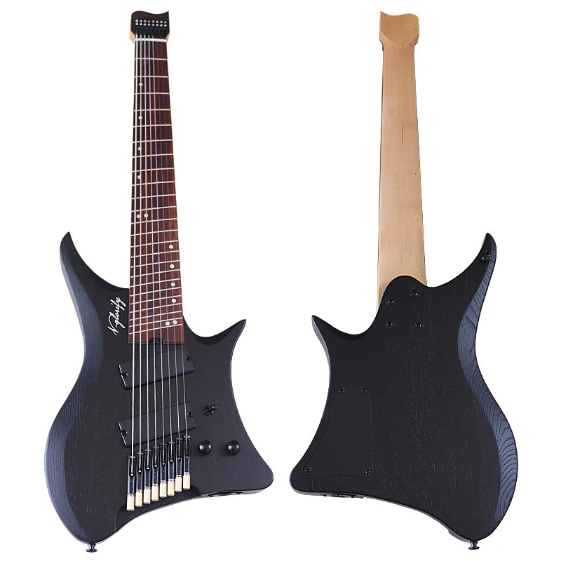 Fanned-Fret 8-String Headless Electric Guitar – Solid Ash Body, Maple Neck, Rosewood Fingerboard, 686mm (27") Scale, Matte Finish