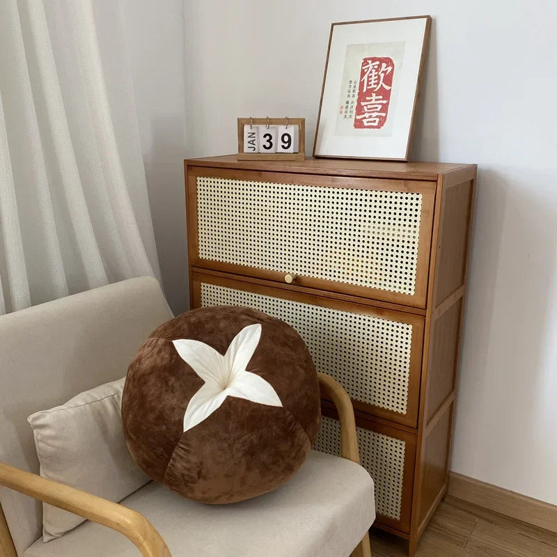 Thick Round Memory Seat Cushion - Tomato Persimmon Mushroom Shaped Decorative Pillow for Window Seat & Bedroom