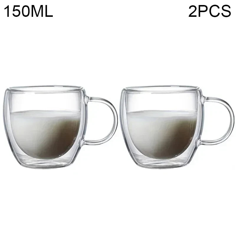 Double Wall Borosilicate Glass Tea Cups 80ml & 150ml, 2–18 Pc Clear Kung Fu Coffee & Milk Mugs