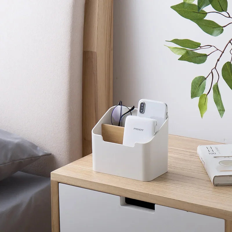 Multi-Function Remote & Cosmetic Organizer Box – TV/AC Remote, Tissue Holder, Desktop Storage (5.63 x 3.62 x 4.72 in / 14.3 x 9.2 x 12 cm)