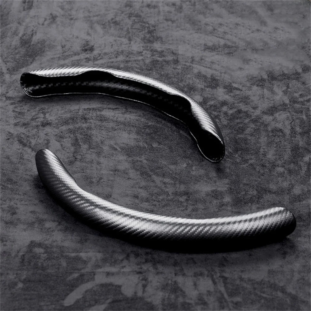 Carbon Fiber 2-Pack Steering Wheel Covers for 37-38 cm (14.6-15.0 in) Wheels – Non-Slip Washable Interior Protector (Left & Right)