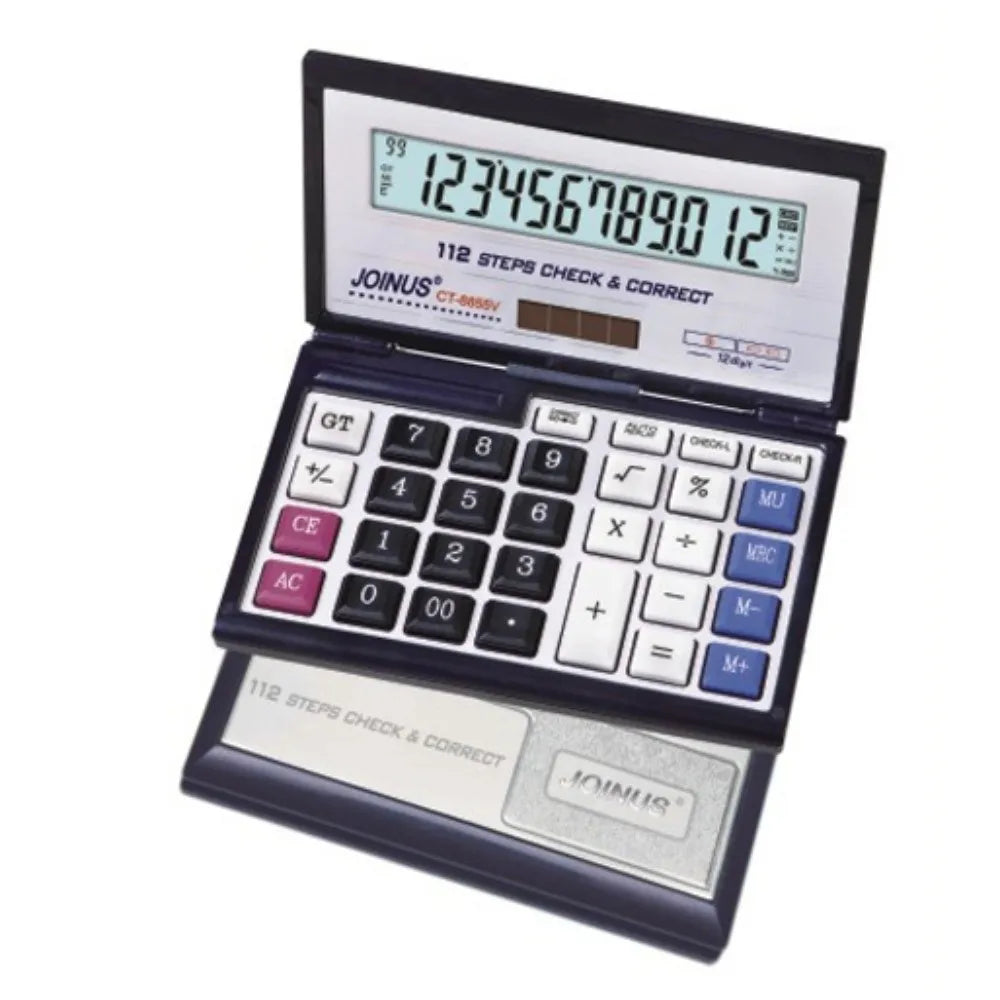 Foldable Flip 12-Digit Solar Financial Calculator - Portable Large-Screen Office Calculator
