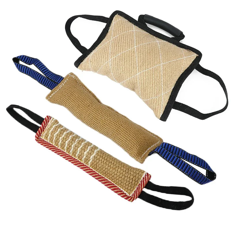 Dog Bite Tug Sleeve with 2 Rope Handles - Durable Hemp Training Toy for German Shepherd, Malinois, Rottweiler
