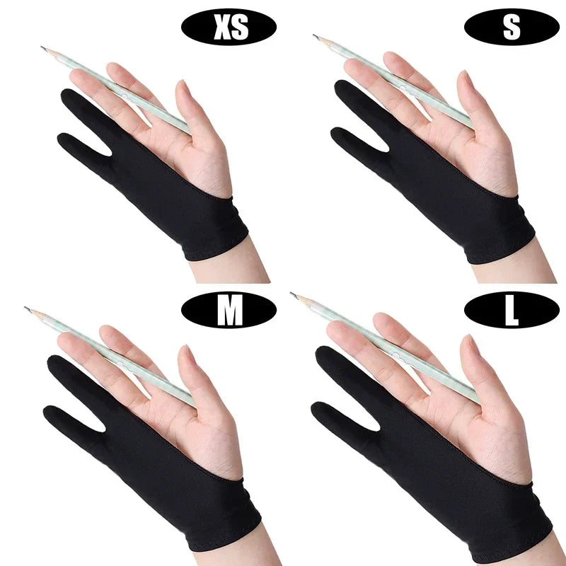 Two-Finger Drawing Glove — Anti-Smudge Palm Rejection Artist Glove for Graphics Tablets & iPad (1/2/4 Pack)