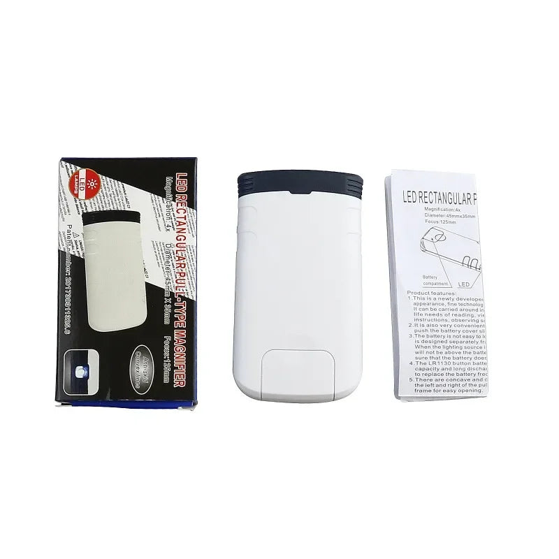 4x Foldable Pocket Magnifier Loupe with 3 LED Lights, Portable Illuminated Magnifying Glass for Jewelry, Reading & Crafts