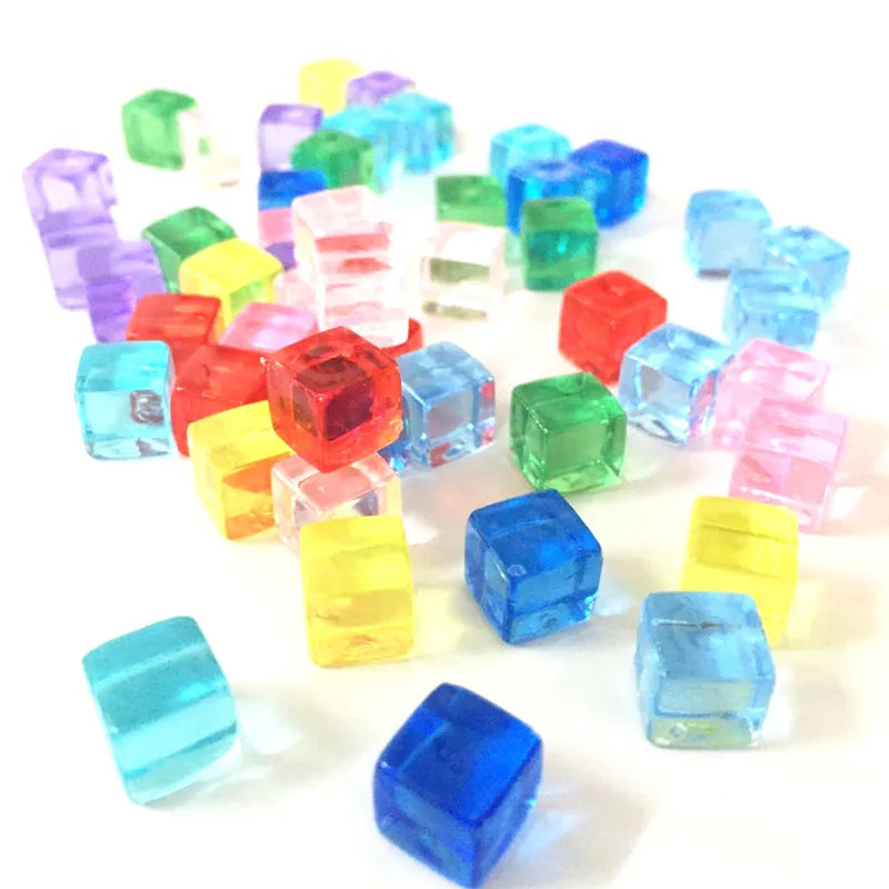 50-Pack 8mm Acrylic Cube Dice (0.31in) – 25 Translucent Colors Clear Game Pieces for Board Games & Crafts
