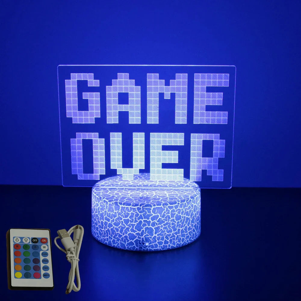Neon Gamer 3D LED Night Light RGB – Gaming Table Lamp for Kids, Bedroom & Gamer Room