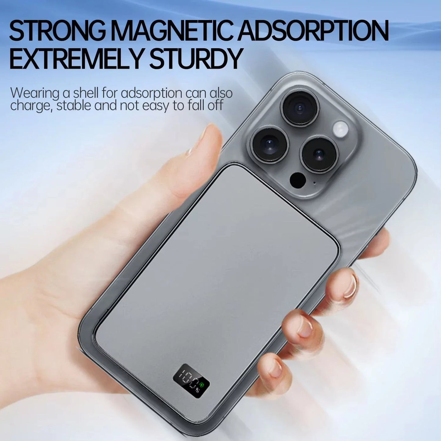50000mAh Ultra-Thin Magnetic Power Bank – MagSafe Wireless Fast Charging, 120W Portable Charger with LED Display