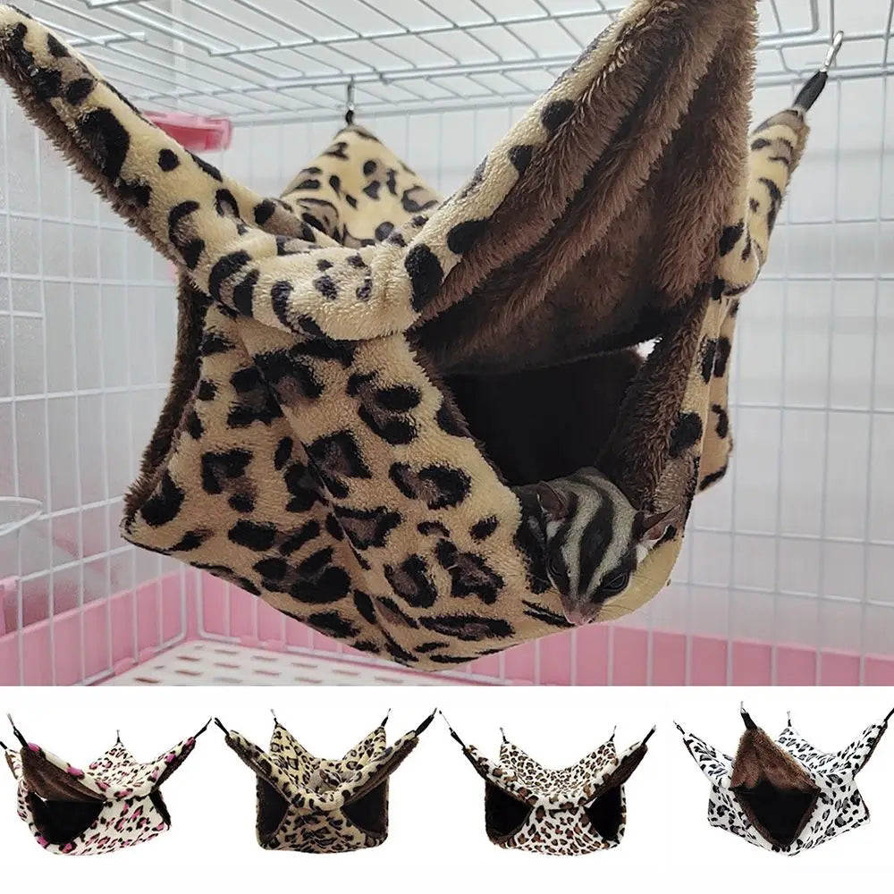 Plush Double-Layer Small Pet Hammock — Hanging Cage Bed for Hamsters, Rats, Squirrels & Sugar Gliders (Small 7.87×7.87 in / 20×20 cm; Large 13.78×13.78 in / 34×34 cm)