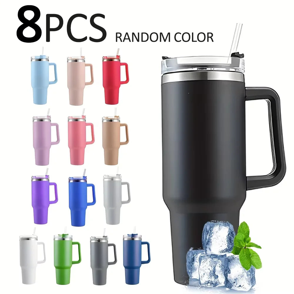 40oz Vacuum Insulated Tumbler with Handle & Straw Lid | Stainless Steel Travel Bottle