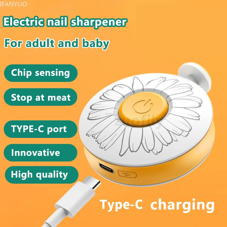 USB Rechargeable Baby Nail Trimmer with 6 Replacement Pads - Electric Infant & Adult Nail Care