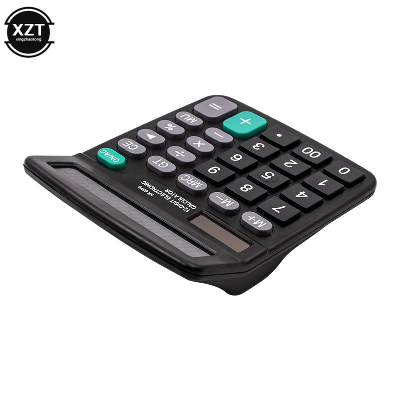 12-Digit Large Screen Dual-Power Calculator Solar & Battery for Office and Financial Use
