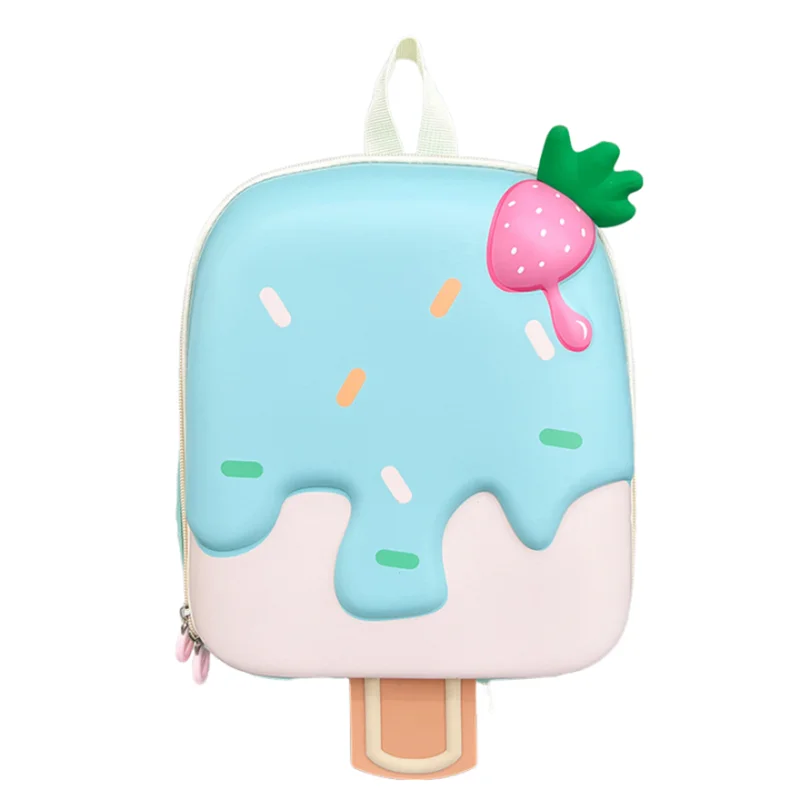 Ice Cream Shape Kids Backpack for Kindergarten - Cute Cartoon School Bag for Girls & Boys, Ages 4-6 (PVC, Zipper)