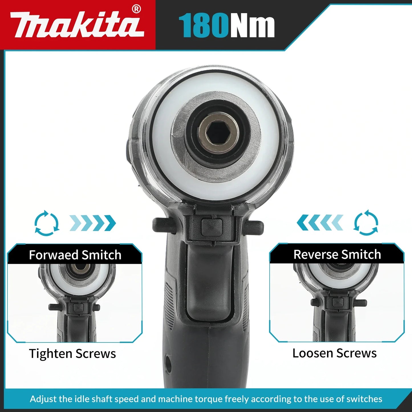 18V Cordless Brushless Impact Driver — 180 N·m (133 lb·ft) Rechargeable Impact Drill with T-Mode