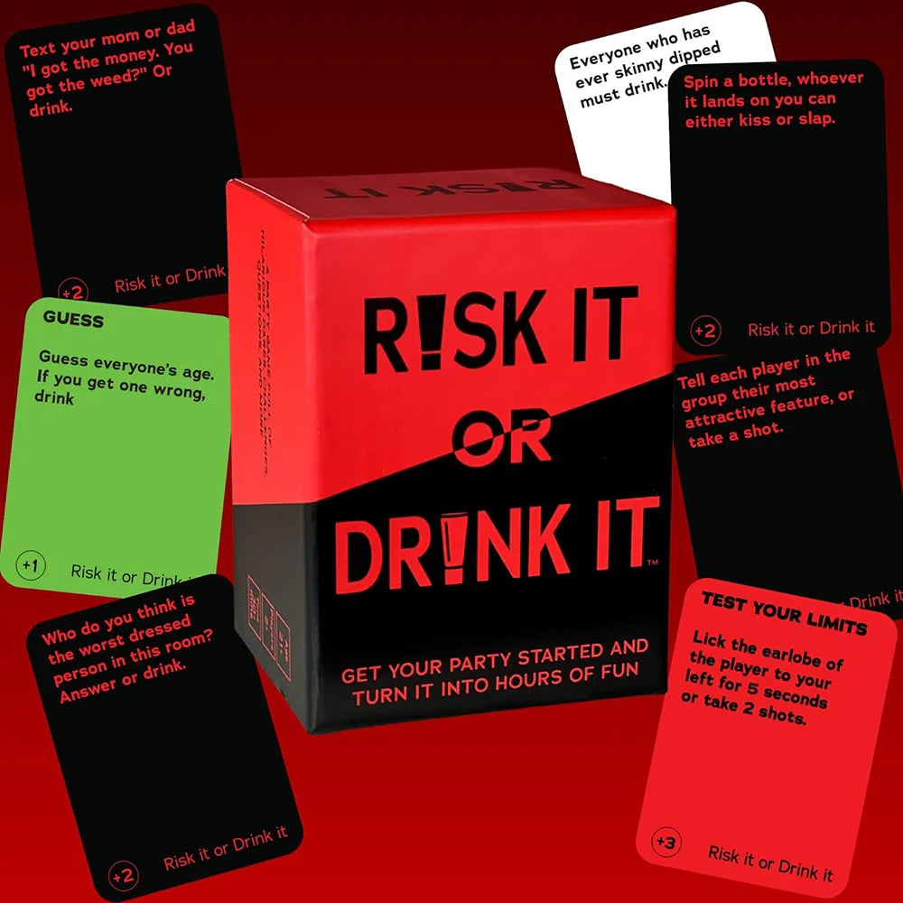 Risk It or Drink It Party Card Game - Adult Drinking Game for College Pregame, Dares & Challenges