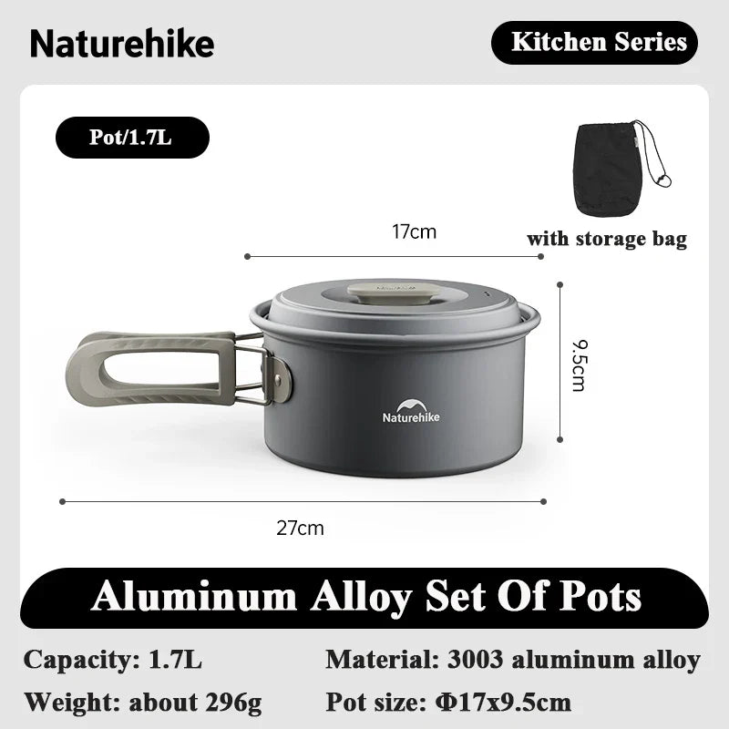 4-7 Person Camping Cookware Set - Lightweight Aluminum Pot Set for Outdoor Picnic & Backpacking