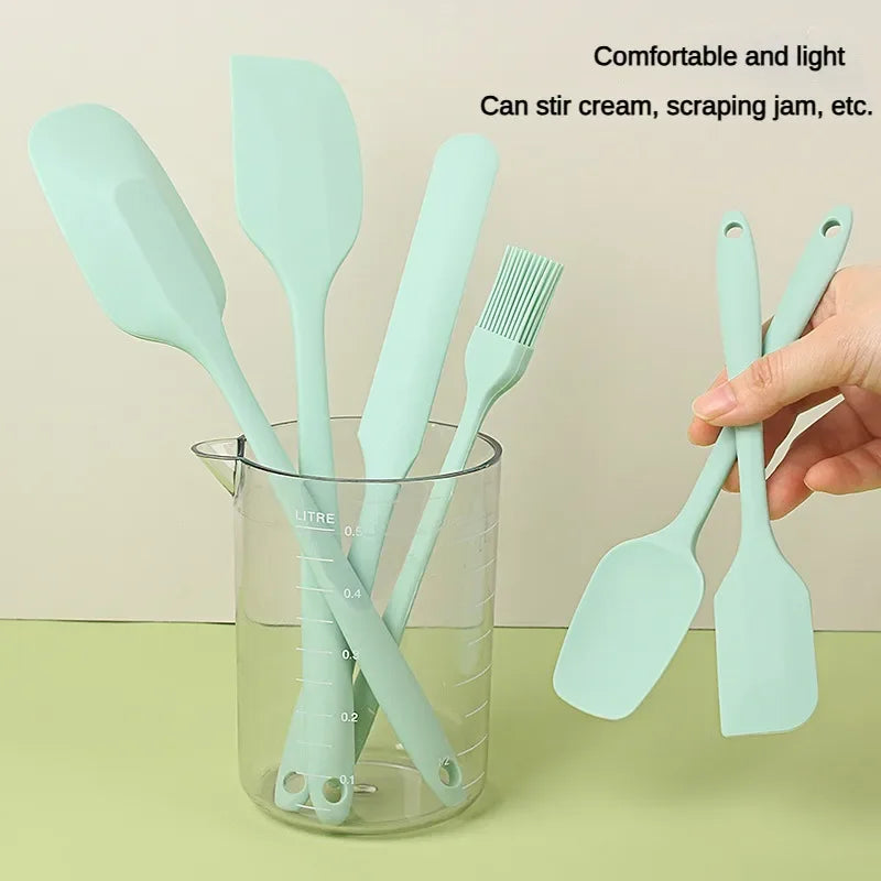 6-Piece Silicone Baking Spatula Set with Brush, Non-Stick Frosting Scrapers and Cream Spreaders, Cute Kitchen Gadgets