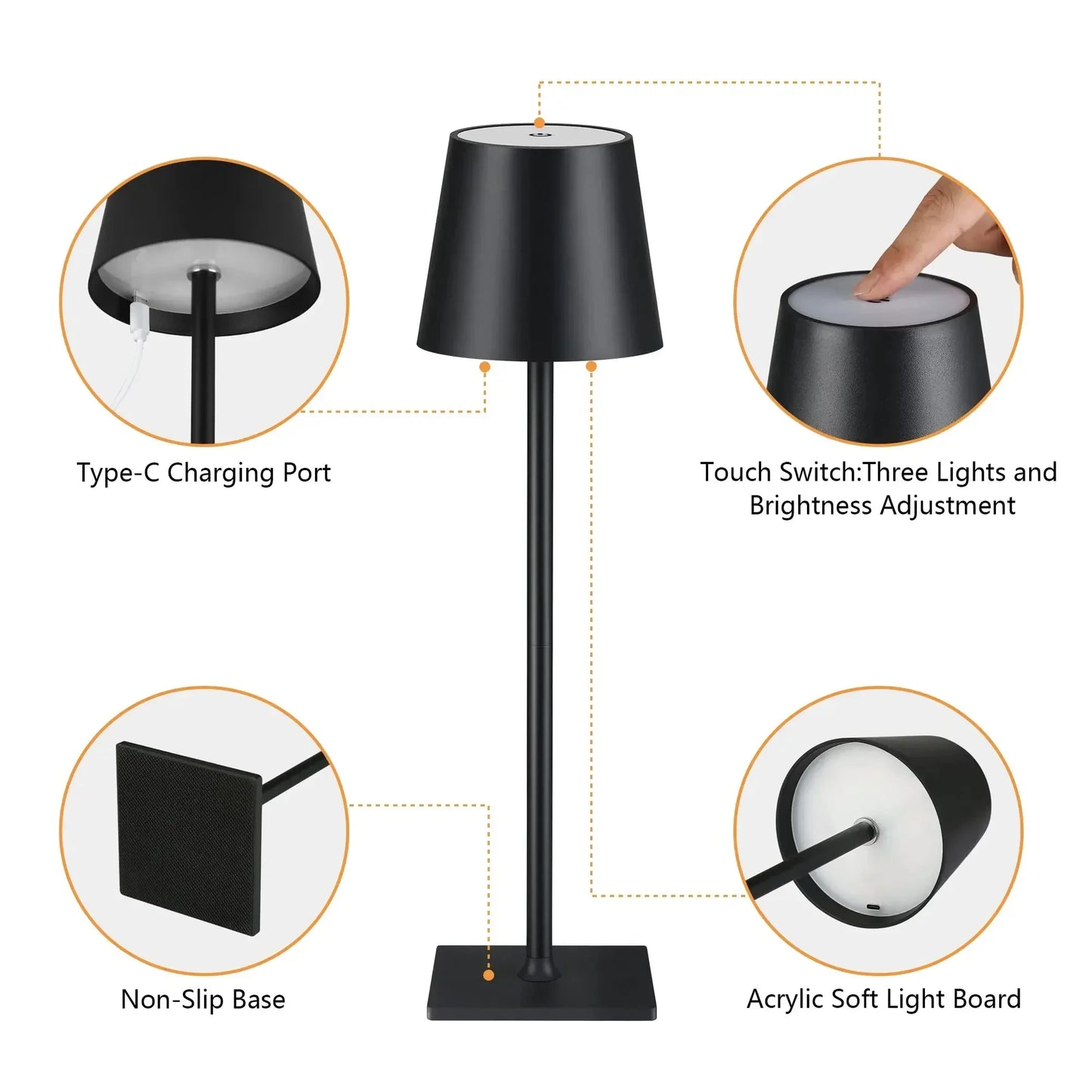 Wireless Wine Bottle LED Table Lamp – USB Rechargeable Touch Dimming Mood Light for Bar, Cafe & Home