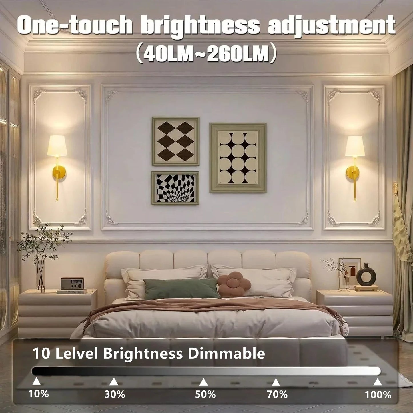Rechargeable Wireless Wall Lamp with Detachable E27 Bulb — Dimmable LED Remote Control, 10 Color Modes