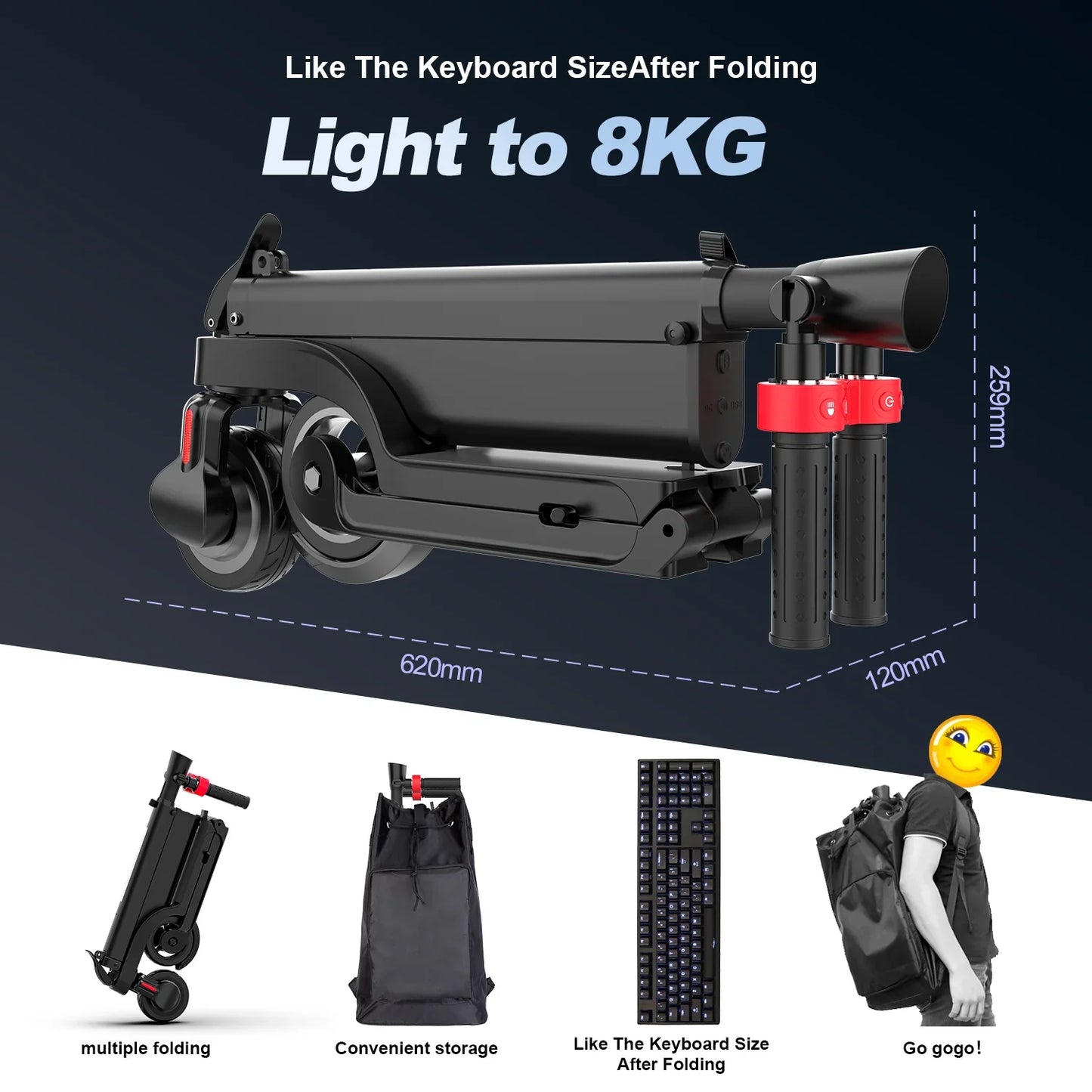 Foldable Adult Electric Scooter — 25 km/h (15.5 mph), 350W Motor, App Control, 7.5Ah Battery