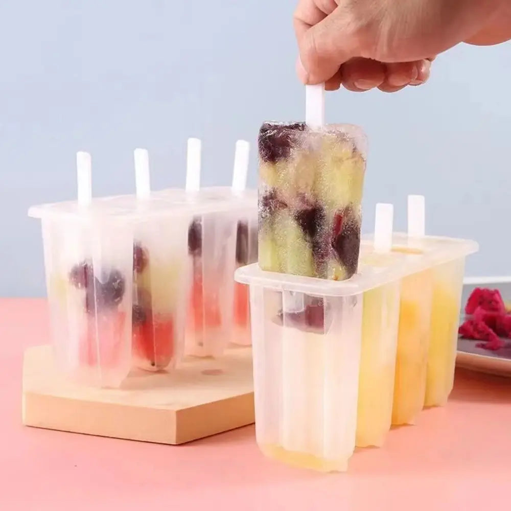 4-Cavity Popsicle Mold with Lid – Reusable Homemade Ice Pop Maker for Frozen Yogurt, Mung Bean & Ice Cream