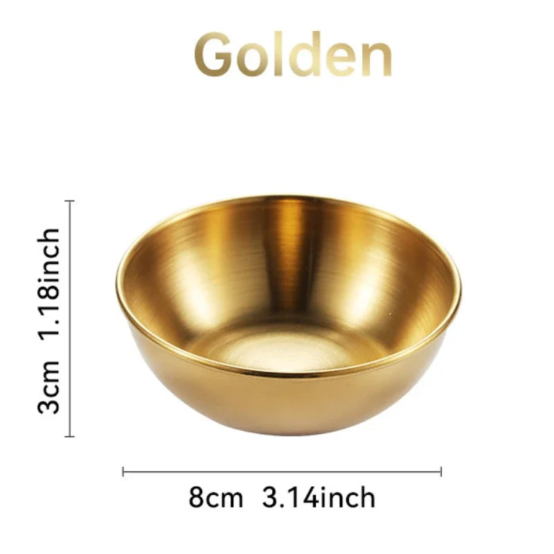 Stainless Steel Sauce & Appetizer Dishes Set — Gold or Silver Condiment Plates 8 x 8 x 3 cm (3.15 x 3.15 x 1.18 in)