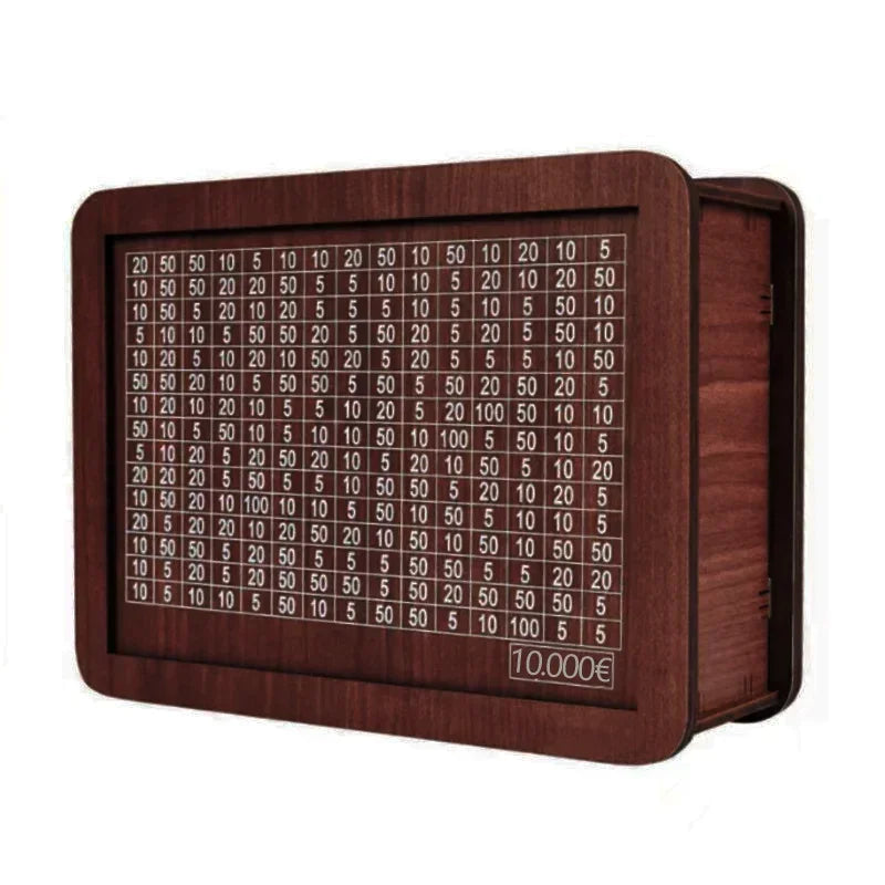Wooden Savings Challenge Box 1,000/2,000/3,000/5,000/10,000 Euro Piggy Bank