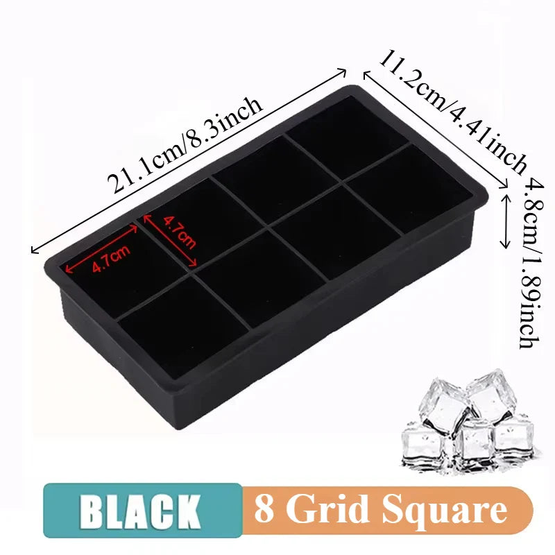 Silicone Ice Ball Maker Tray – 4/6/8-Grid Ice Mold for Cocktails, Chocolate & Jelly – Food-Grade Dishwasher-Safe