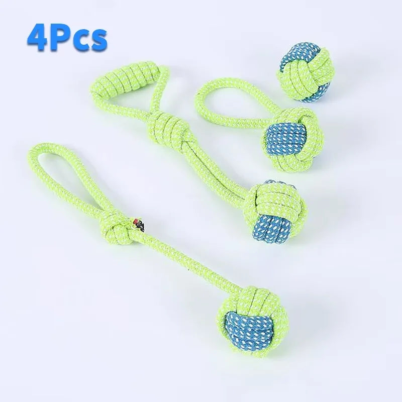 Bite-Resistant Rope Knot Chew Toy for Dogs & Cats — Teeth Cleaning, Boredom Relief & Training (4-Pack / 7-Pack)