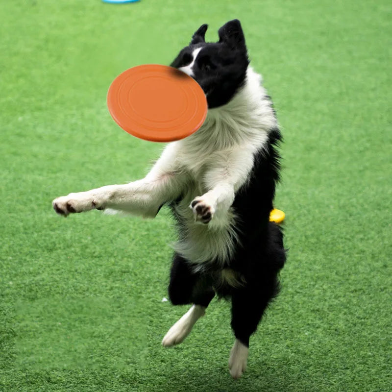 7-Color Silicone Flying Disc Dog & Cat Toy – 7" (17.8 cm) Chew-Resistant Interactive Toy for Puppy Training & Fetch