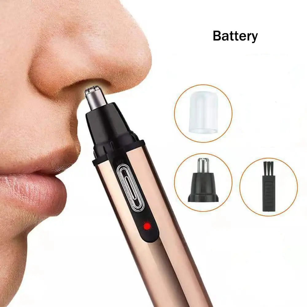 Rechargeable 2-in-1 Nose & Ear Hair Trimmer – Washable USB Electric Groomer with Stainless Steel Blade