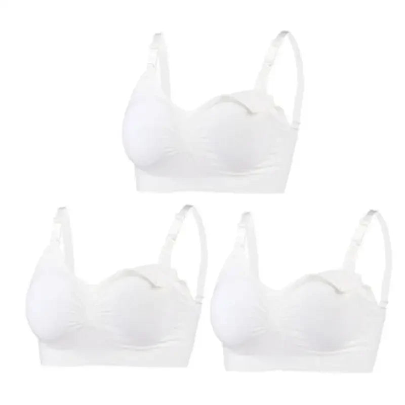 3-Pack Seamless Maternity Nursing Bras – Wireless Breathable Nursing Bra with Removable Pads & Front/Back Closure