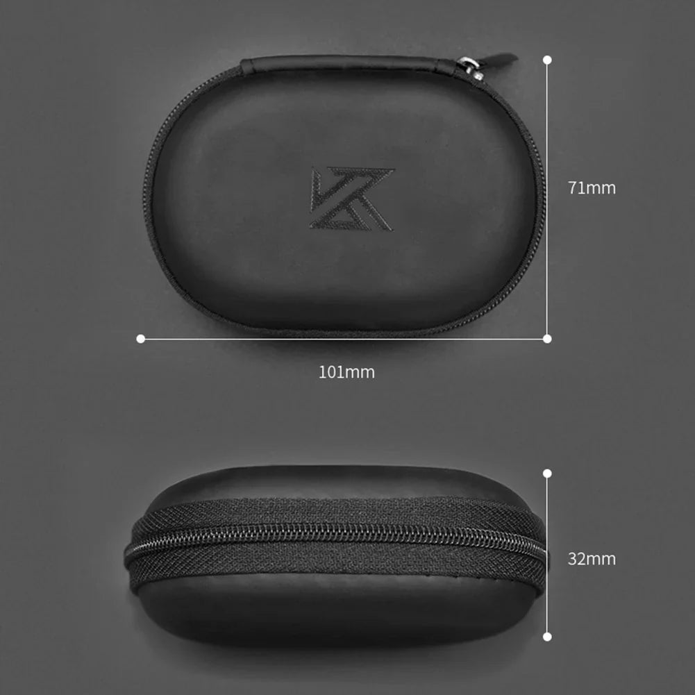 PU Leather Earphones Storage Case - Zippered Protective Carrying Organizer for Wired Earbuds, 101 x 71 x 40 mm (3.98 x 2.80 x 1.57 in)